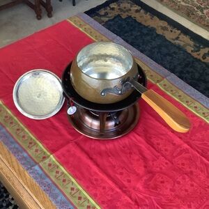 Stockli Swiss Fondue with warmer vintage copper 1940’s/50’s